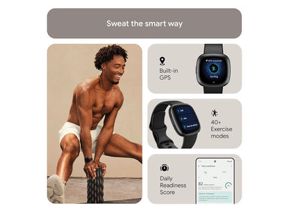 Fitbit Google Versa 4 Fitness Smartwatch Black Graphite 6 Day Battery