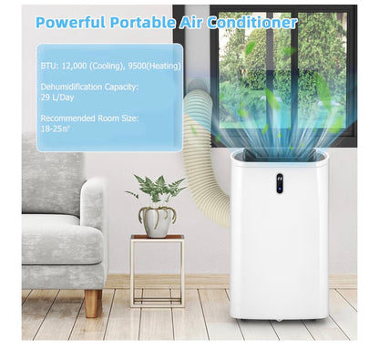 TANGZON 5-in-1 Portable Air Conditioner 12000 BTU, Mobile Air Conditioning Unit, Heater, Dehumidifier, 3 Speeds Fan with Sleep Mode, Remote Control, 24H Timer, Digital Display & Window Kit, AC Unit