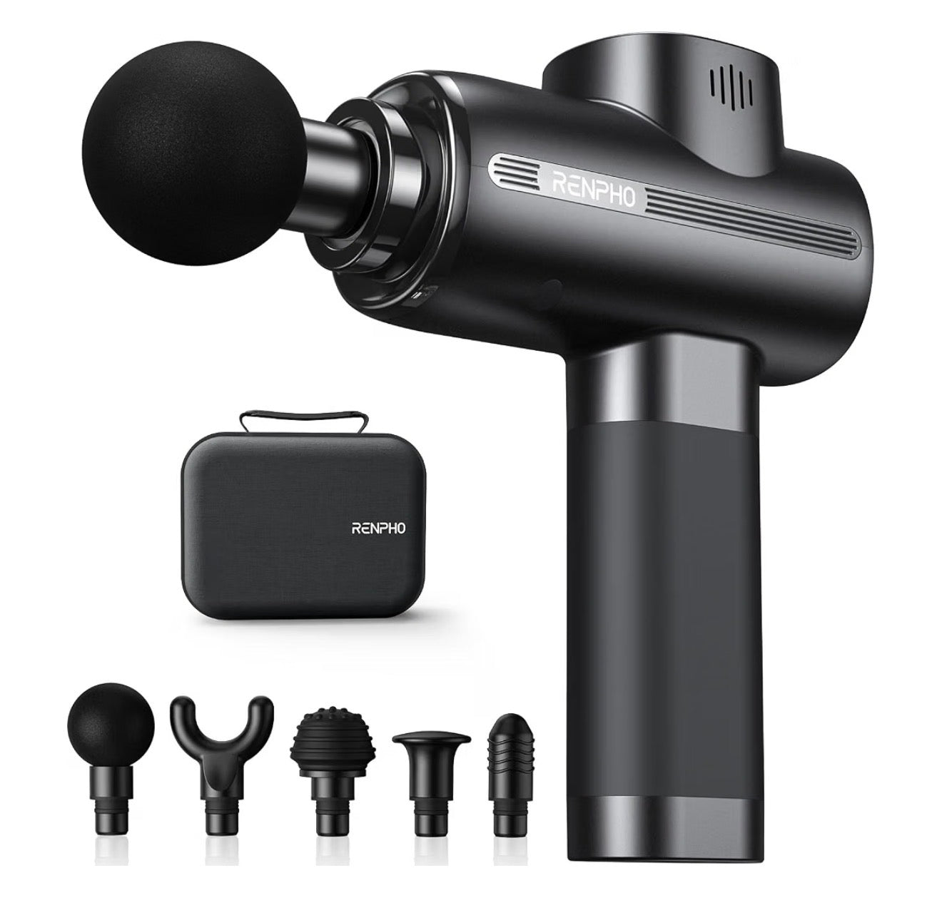 RENPHO Reach Mini Massage Gun with Extension Handle & 4 Heads