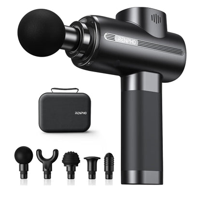 RENPHO Reach Mini Massage Gun with Extension Handle & 4 Heads