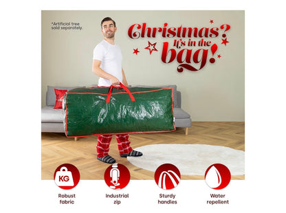 Christmas Village 7ft Christmas Tree Storage Bag - Heavy Duty Christmas Tree Bag with Full Length Double Stitched Zip and Carry Handles (Green, 7ft Xmas Tree Storage Bag)
