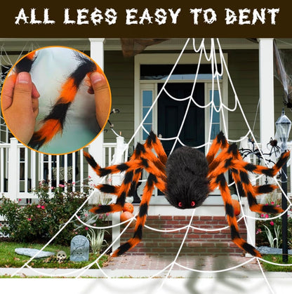 AMLOOPH 59-Inch Orange Halloween Spider Set with Bats & Cobwebs | Minja Superstore