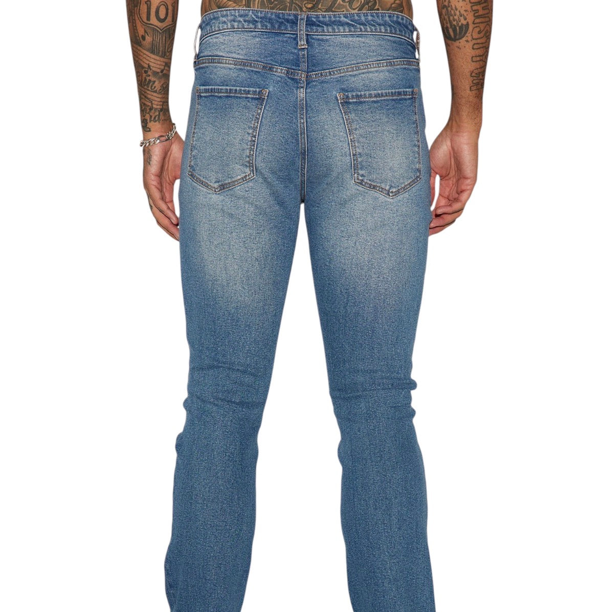 Cuff Me Stacked Skinny Flared Jeans Medium Wash