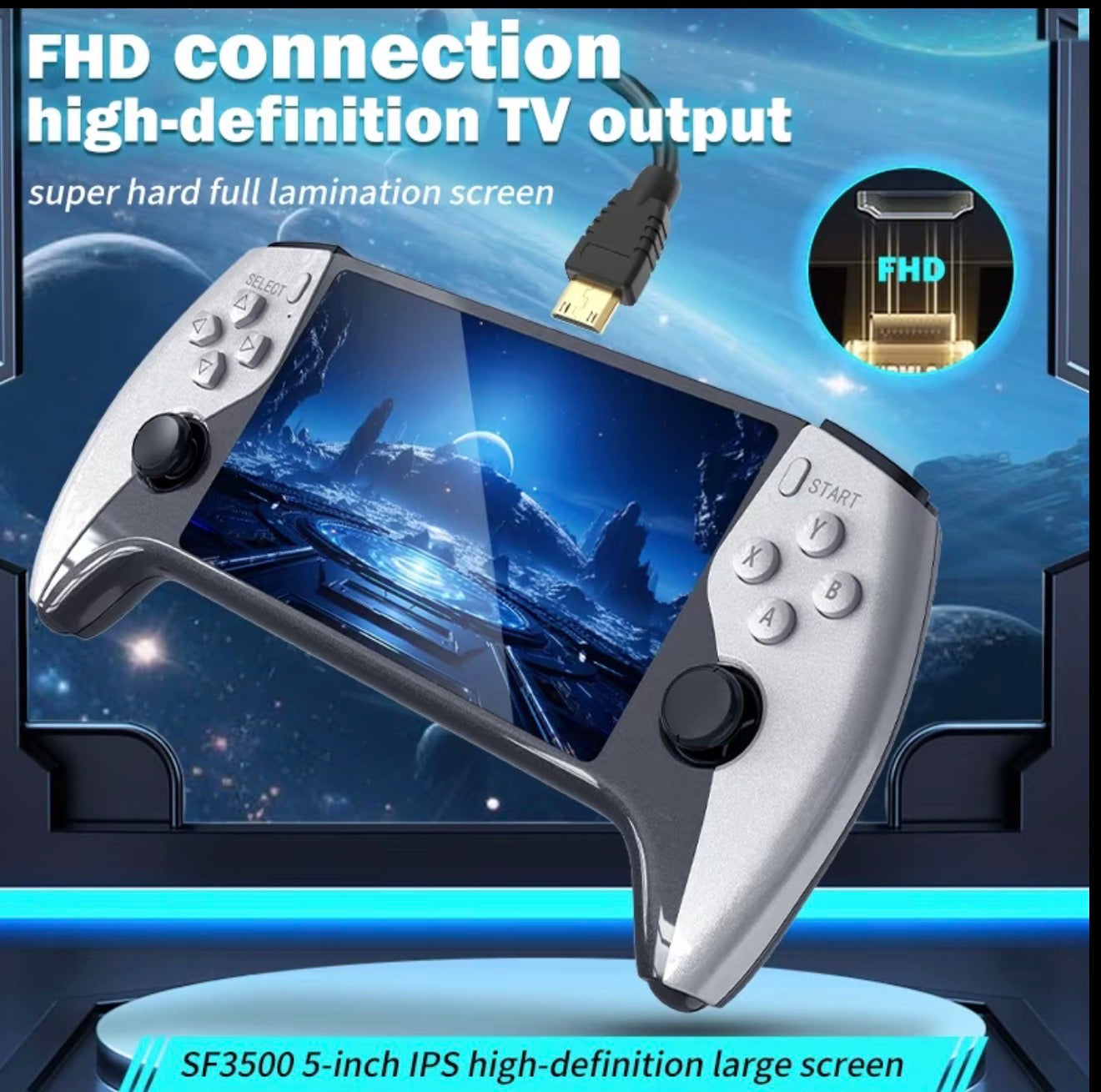 WUDS SF3500 Retro Handheld Game Console with 5 Inch IPS Screen
