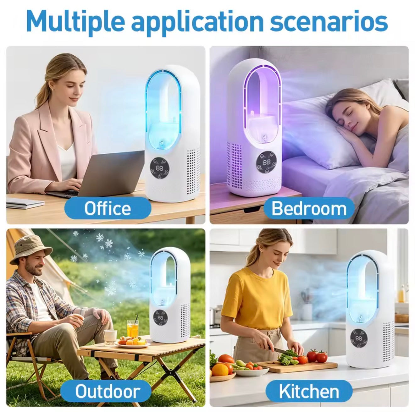 HOMCOM Portable Leafless Air Cooler with 6 Speed Silent Fan