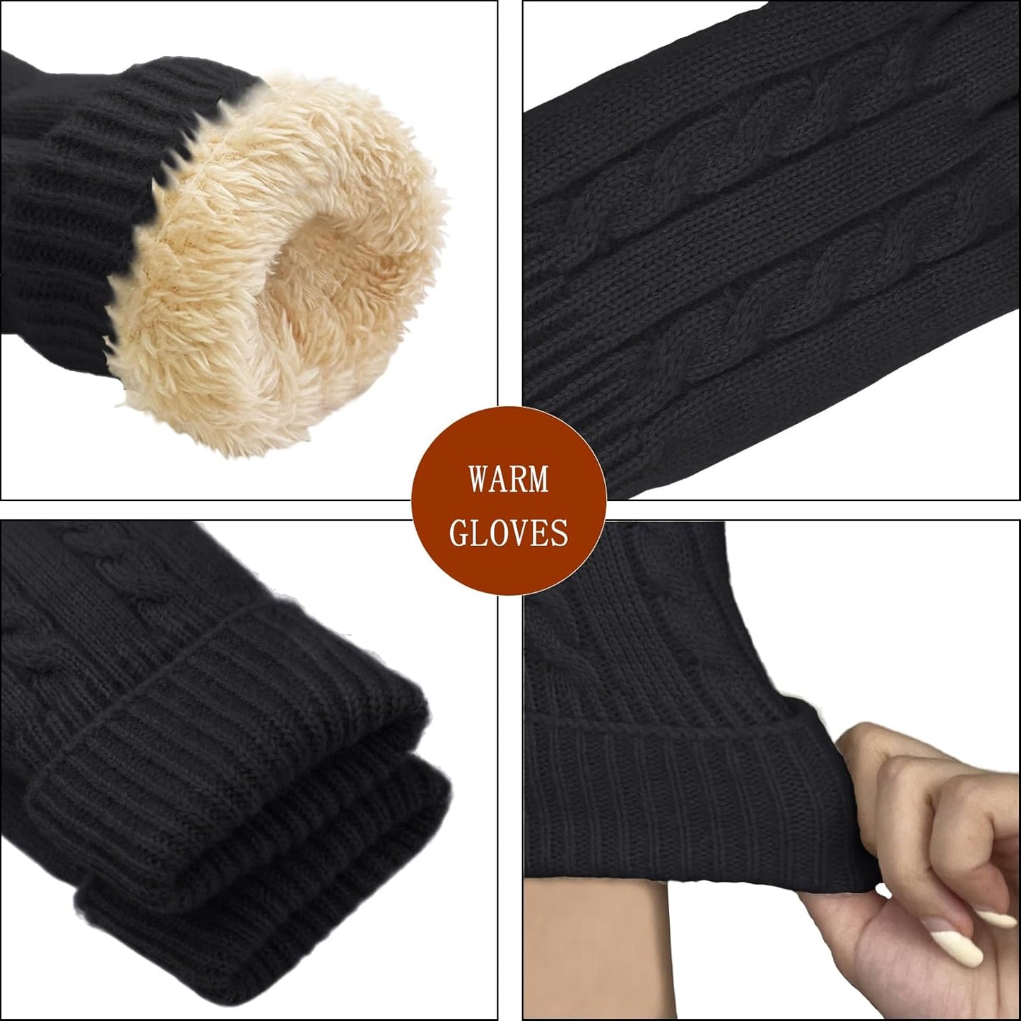 Winter Gloves for Women Ladies Wool Thermal Touch Screen Fleece Knit Stretchy Gloves for Cold Weather Gifts