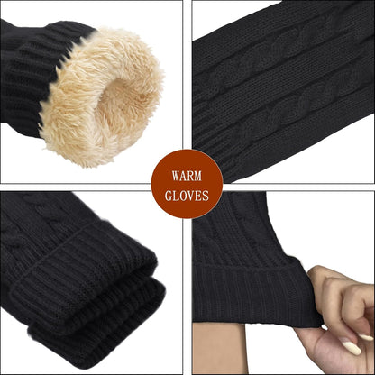 Winter Gloves for Women Ladies Wool Thermal Touch Screen Fleece Knit Stretchy Gloves for Cold Weather Gifts