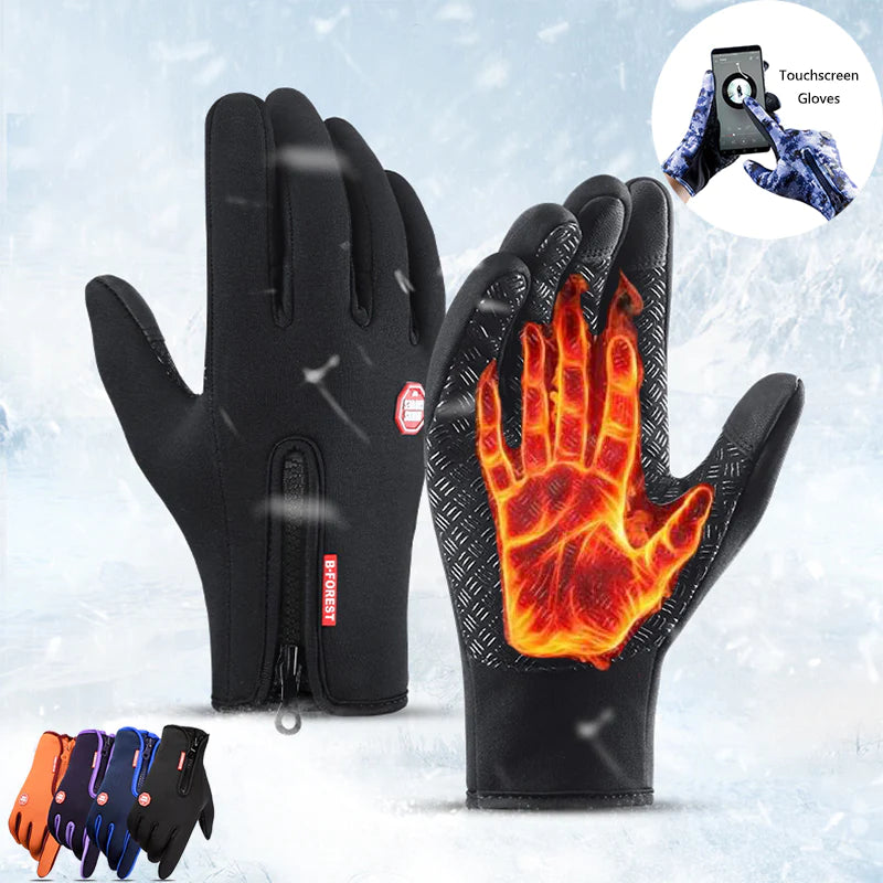 Winter Gloves Touch Screen Riding Motorcycle Sliding Waterproof Sports Gloves with Fleece