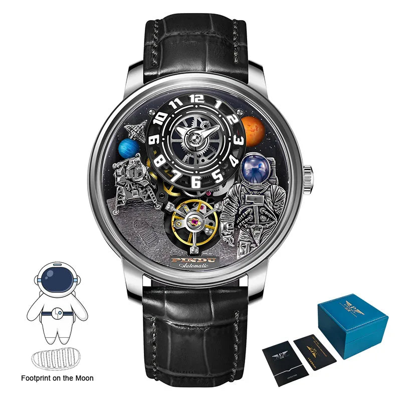 INDU Watch Men New Sace Series Unique Design Three-Dimensional Dial Arabic Numerals Luminous Sahire Mechanical Watch W2101B