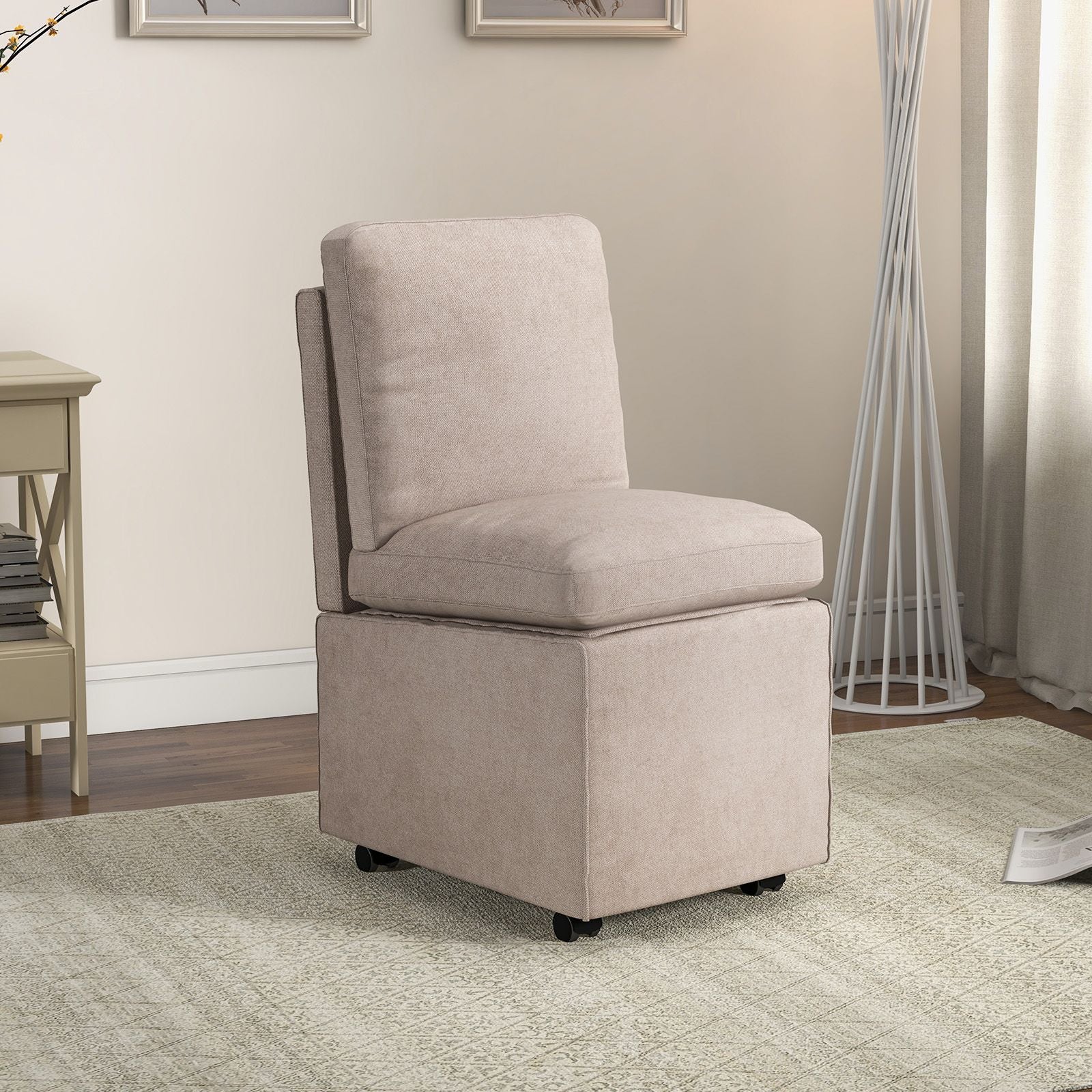 Stylish Grey Armless Accent Chair with Hidden Storage and Comfortable Cushions