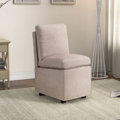 Stylish Grey Armless Accent Chair with Hidden Storage and Comfortable Cushions