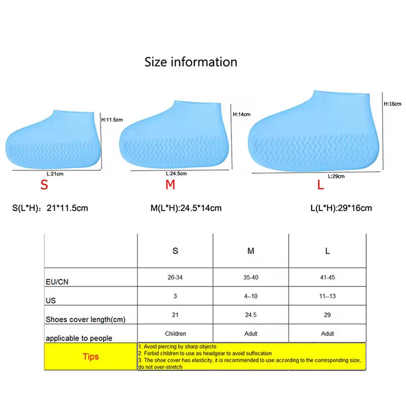 Reusable Waterproof Silicone Shoe Covers for Outdoor Use - 1 Pair