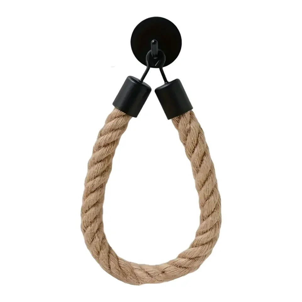Toilet Roll Paper Holders Retro Hemp Rope Punchless Wall Mounted Rack Washroom Decor Tissue Holder Bathroom Storage Accessories