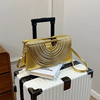 Branded Luxury Evening Clutch Purse for Women Noodles Design Golden Crossbody Bag for Wedding Dinner Party Designer Handbag 2025