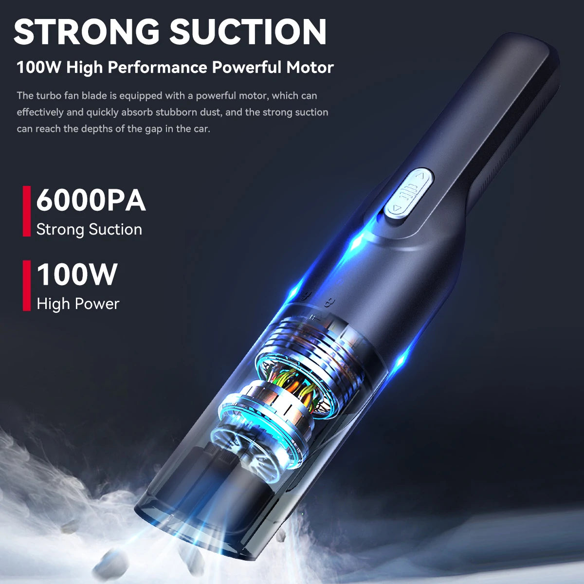 Powerful 6000Pa Cordless Handheld Vacuum Cleaner - Ideal for Home, Office, and Car Cleaning