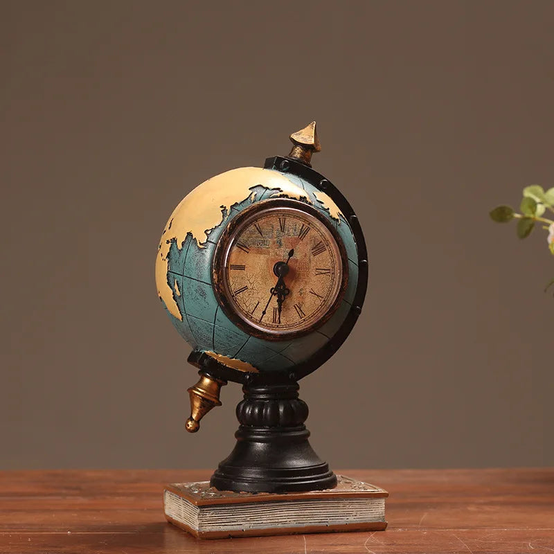 American Retro Decoration Globe Living Room TV Cabinet Foyer Stand Clock Office Decoration Desktop Decoration