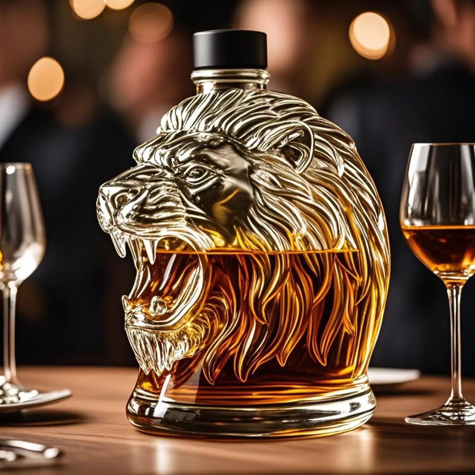 Lion Wine Glass Decanter Liquor Dispenser Decanter Bottle Whiskey Animal Profile Wine Container for Men Father Husband Gifts
