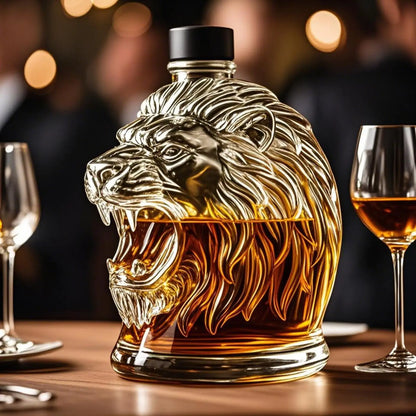 Lion Wine Glass Decanter Liquor Dispenser Decanter Bottle Whiskey Animal Profile Wine Container for Men Father Husband Gifts
