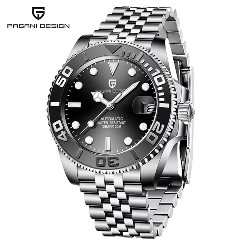 2023  New Luxury Men Mechanical Wristwatch Stainless Steel Sapphire Automatic Watch 100M Waterproof Clock