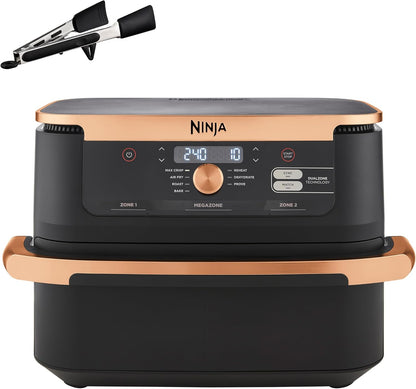 Foodi Flexdrawer Air Fryer, Dual Zone with Removable Divider, Large 10.4L Drawer, 7-In-1, Air-Fryer, Air Fry, Roast, Bake, Crisp, Non-Stick Dishwasher Safe Parts, Black and Copper, AF500UKCP
