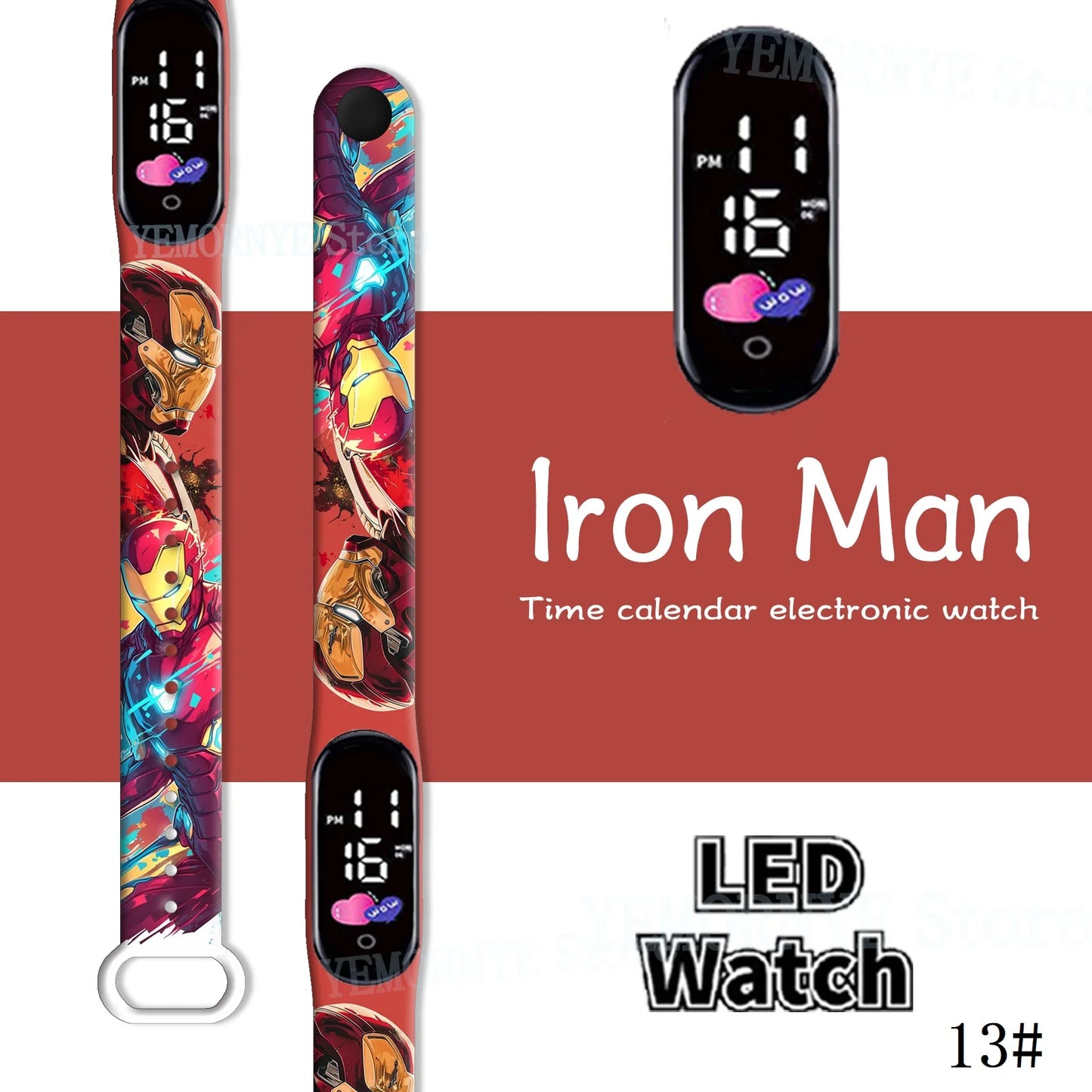 Disney Spider Man Children'S Cartoon Anime Character Luminous Bracelet Watch LED Touch Waterproof Clock Sports Gifts Christmas H