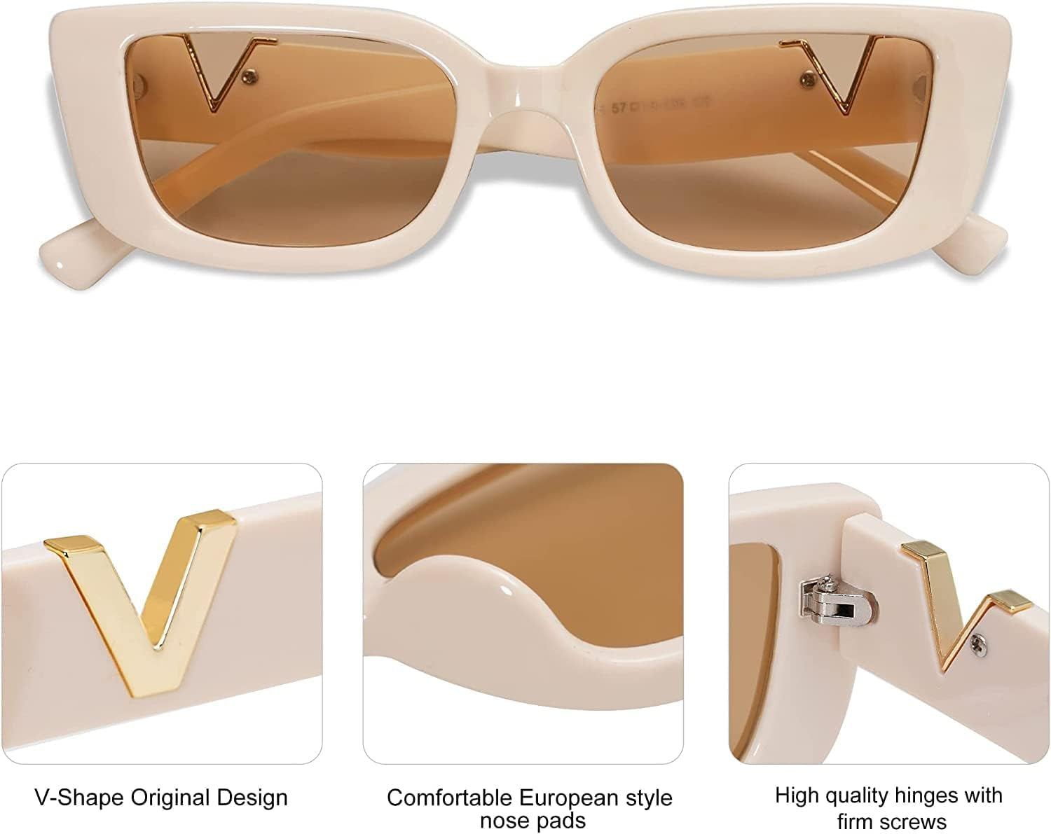 2-Piece Vintage Retro Sunglasses Set for Men and Women - 90s Trendy Styles (Black and Beige)