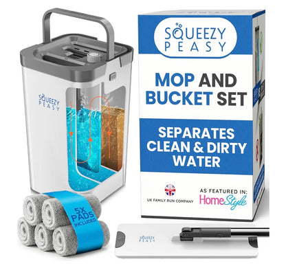 SqueezyPeasy Premium Flat Mop & Bucket Set