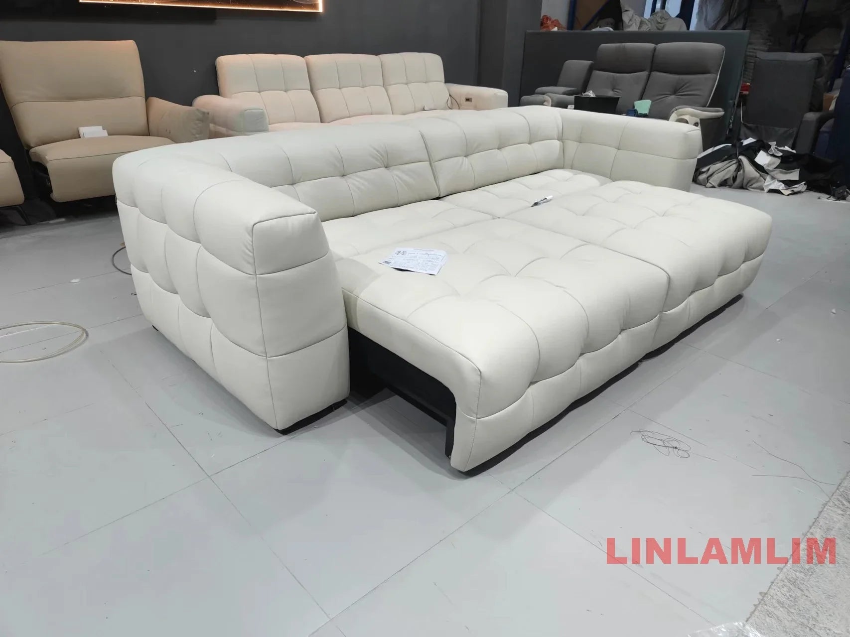 Multifunctional Convertible Sofa Bed, Modern Genuine Leather Folding Marshmallow Couch Cama Living Room Home Furniture