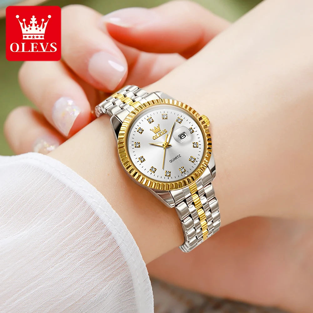 5526 Classic Luxury Women'S Quartz Wristwatch Stainless Steel Waterproof Auto Date Diamond Scale Original Women'S Watches