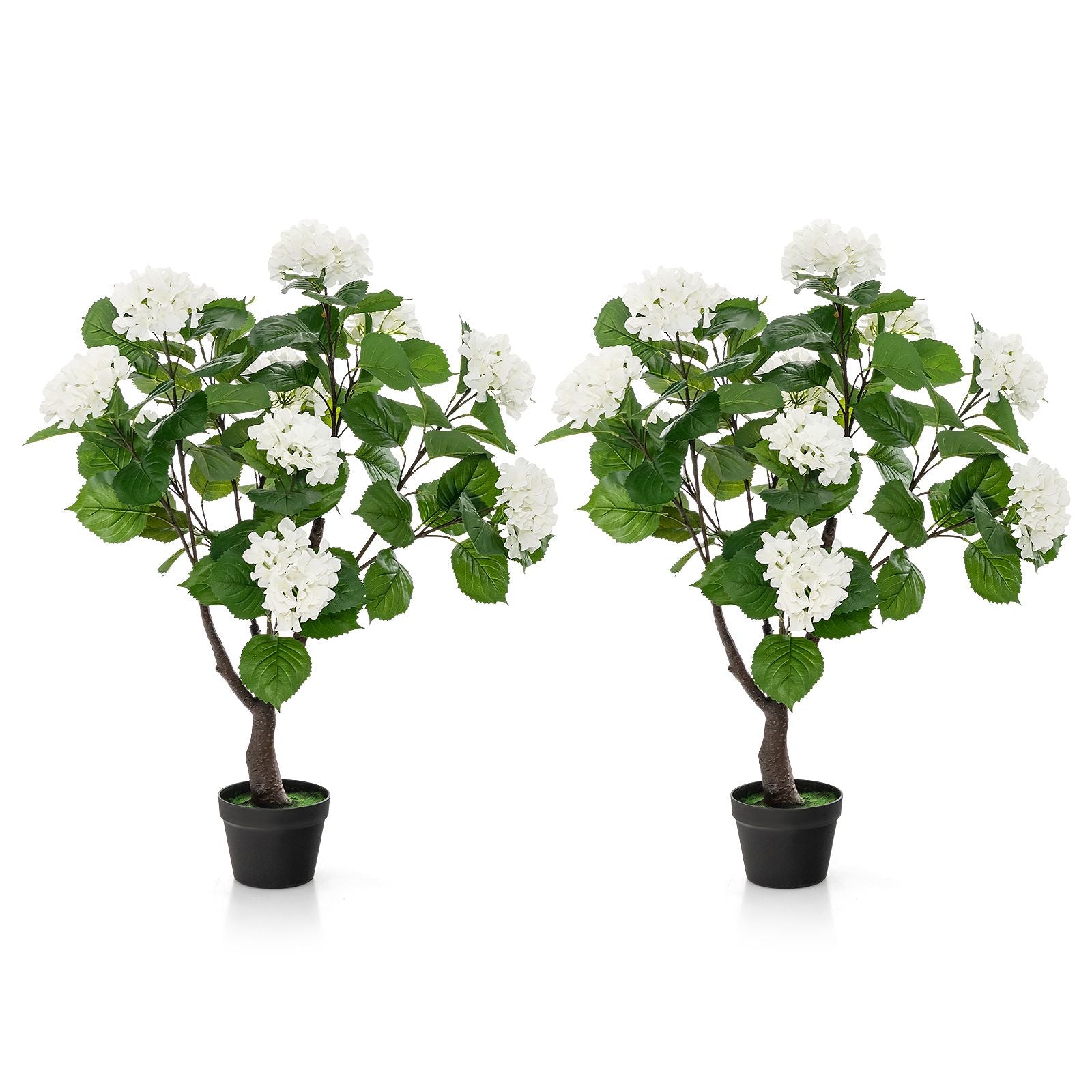 Artificial Hydrangea Tree Featuring 11 Exquisite White Blooms