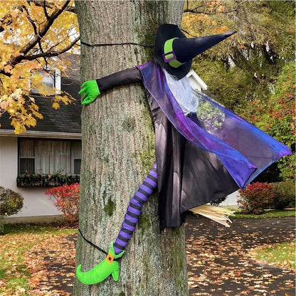 64-Inch Purple Crashing Witch Halloween Decoration | Minja Superstore