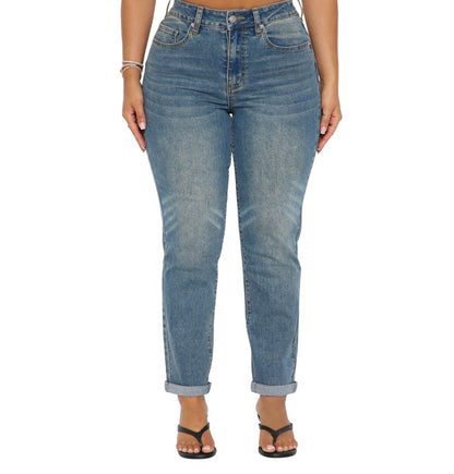 Clara Super Stretch Sculpting Mom Jeans Vintage Wash