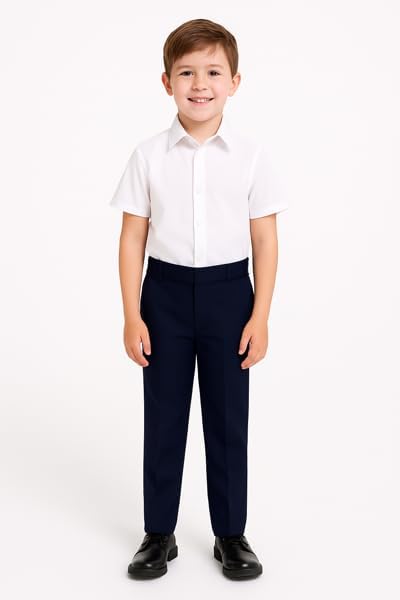 Boys School Trousers with Adjustable Waist – Classic Fit, Easy Care, Ages 3–16
