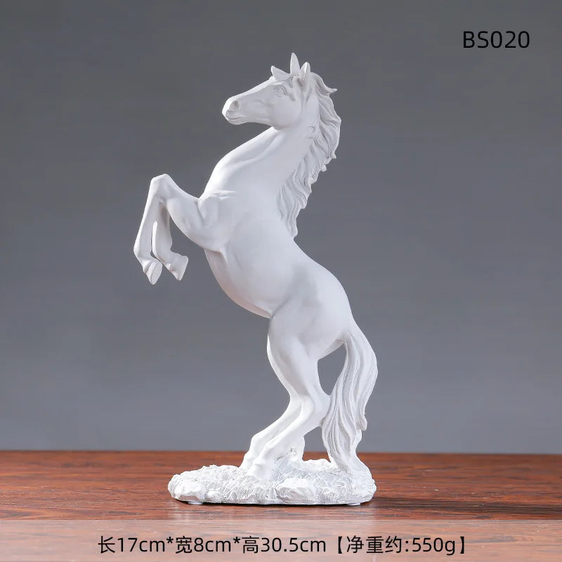 European Style Home Resin Victory Horse Statue, Living Room ，Cabinet,Office Desktop Decoration Animal Figurines