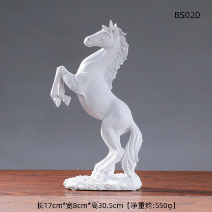 European Style Home Resin Victory Horse Statue, Living Room ，Cabinet,Office Desktop Decoration Animal Figurines