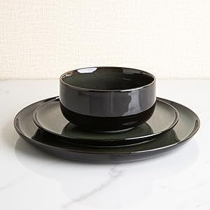 Dinner Plates Set of 6-27Cm Scratch Resistant Ceramic Dinnerware Set, Dishwasher and Microwave Safe, Dessert/Pasta/Salad Plates, Jade Green