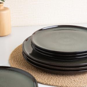 Dinner Plates Set of 6-27Cm Scratch Resistant Ceramic Dinnerware Set, Dishwasher and Microwave Safe, Dessert/Pasta/Salad Plates, Jade Green