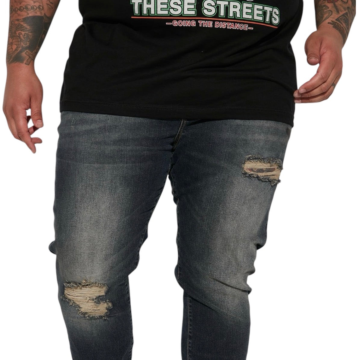 Day To Day Distressed Slim Jeans Dark Wash
