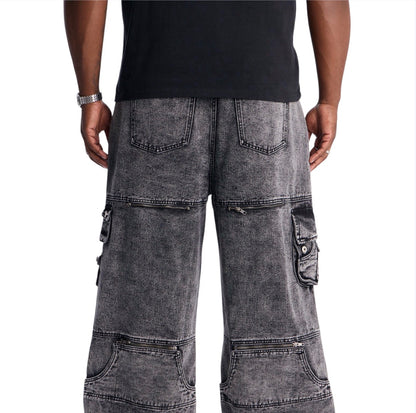Zip-Off 2 Way Baggy Cargo Jeans Black Wash