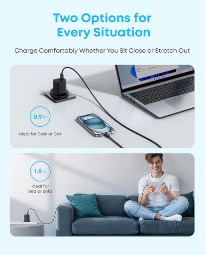 Anker USB-C Charger Cable 2-Pack 0.9m Braided USB-A to USB-C