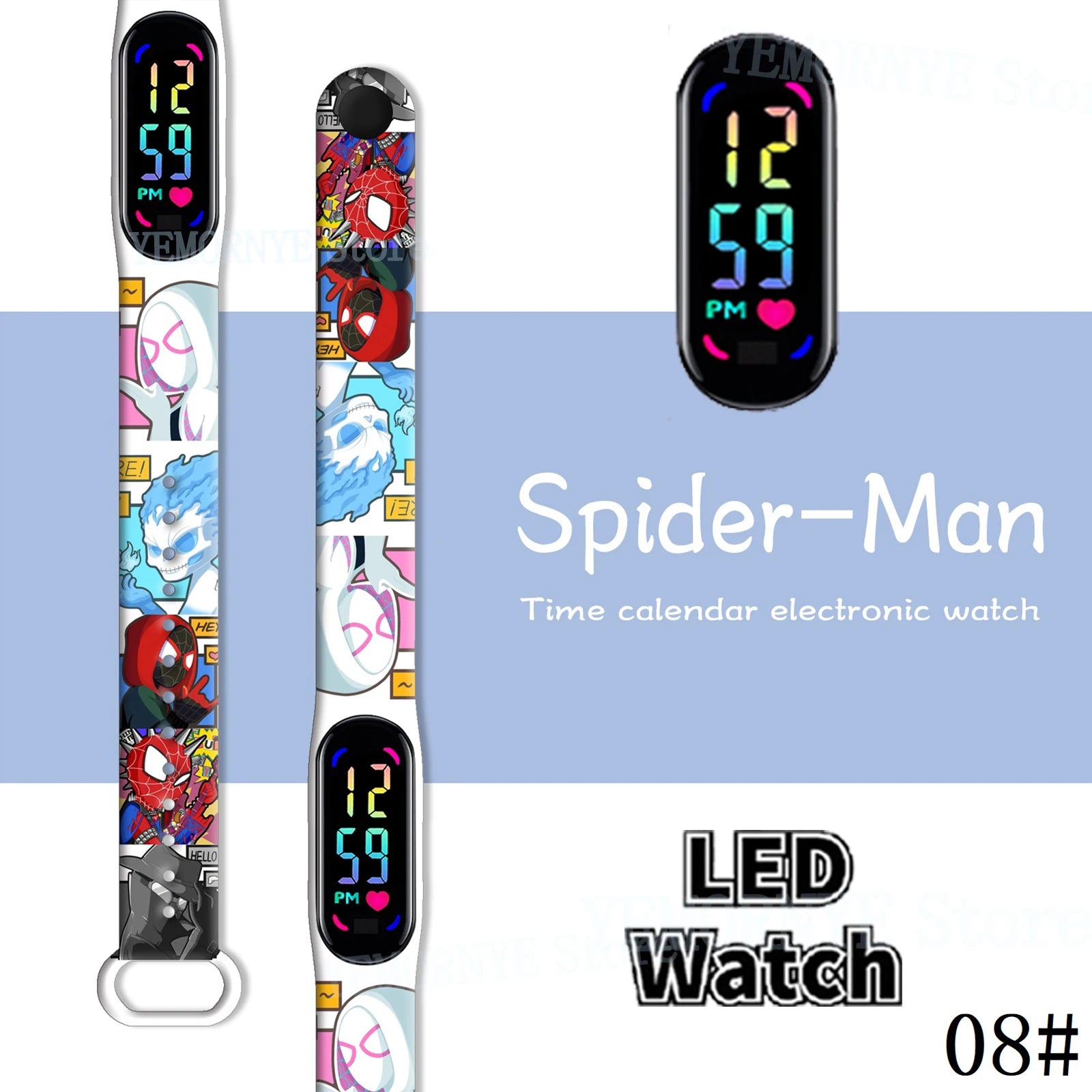 Disney Spider Man Children'S Cartoon Anime Character Luminous Bracelet Watch LED Touch Waterproof Clock Sports Gifts Christmas H