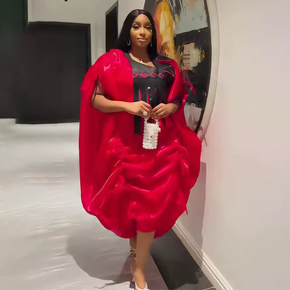 2 PCS Sets African Clothes for Women Dashiki Ankara Turkey Outfits Gown plus Size Wedding Party Dresses Kaftan Boubou Robe
