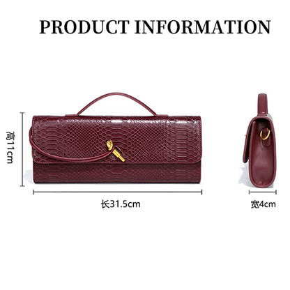 Luxury Design Top-Handle Bag for Women Evening Handbag Long Purse, Crocodile Pattern Crossbody Shoulder Bags Fashionable Outfits