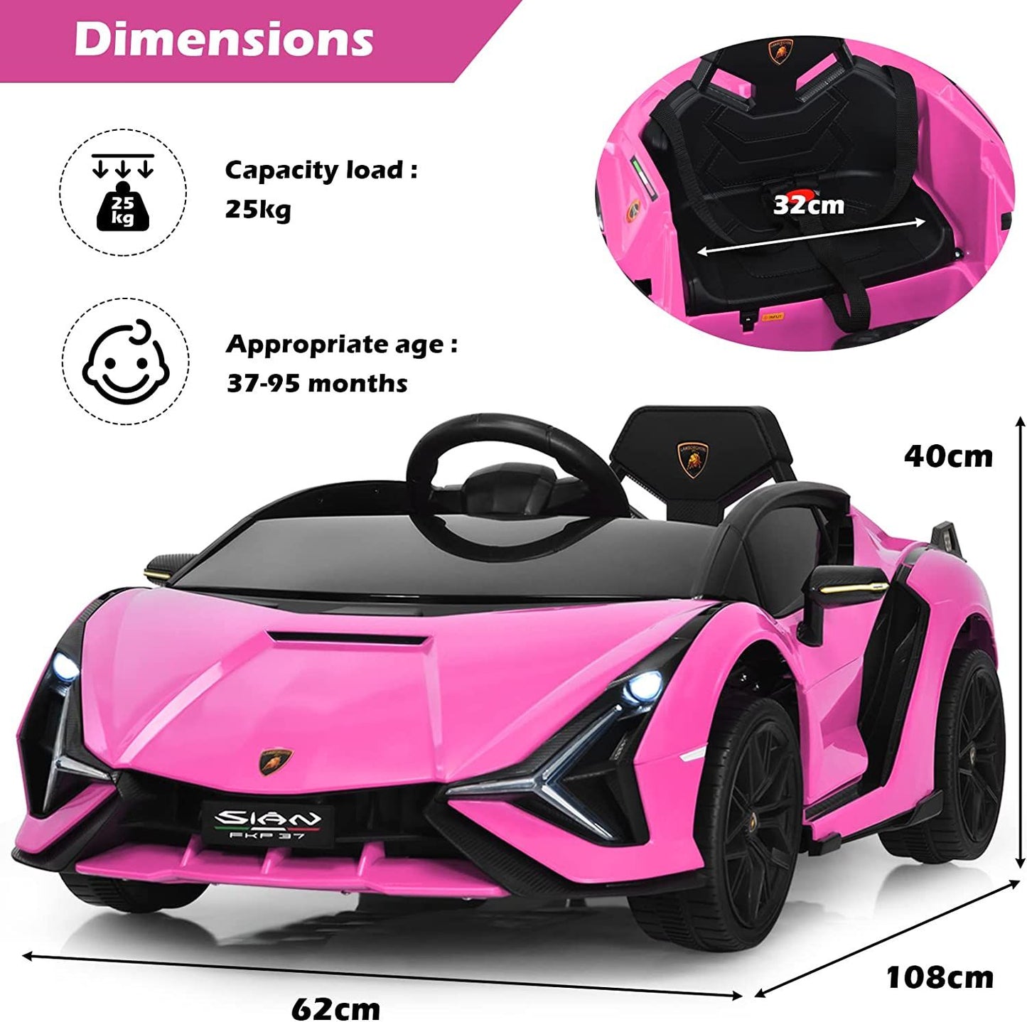 12V Electric Vehicle Featuring Remote Control and LED Lighting Functions