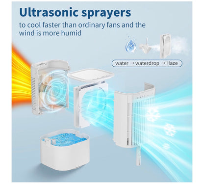 Portable Air Conditioner 1000ML Cool Mist Air Cooler with LED Light