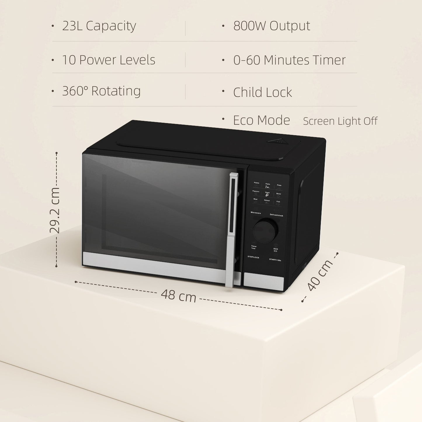HOMCOM 23L Digital Microwave Oven with Auto Cook, 10 Levels, Eco Mode