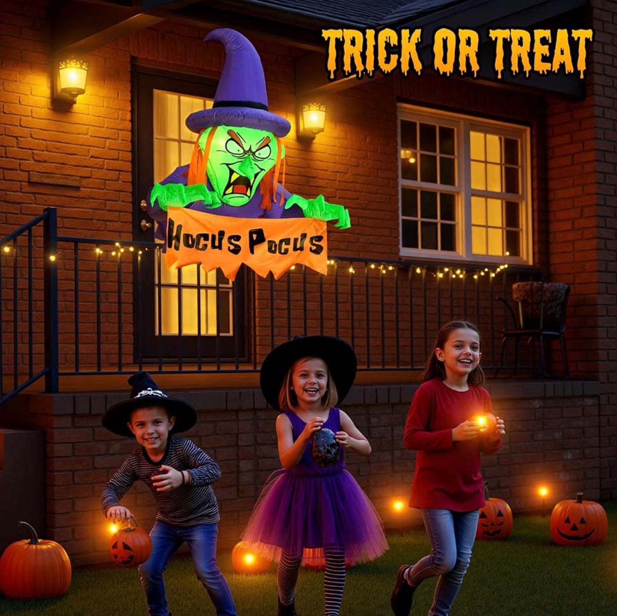 Warmiehomy 3FT Halloween Inflatable Scary Witch Window Decoration