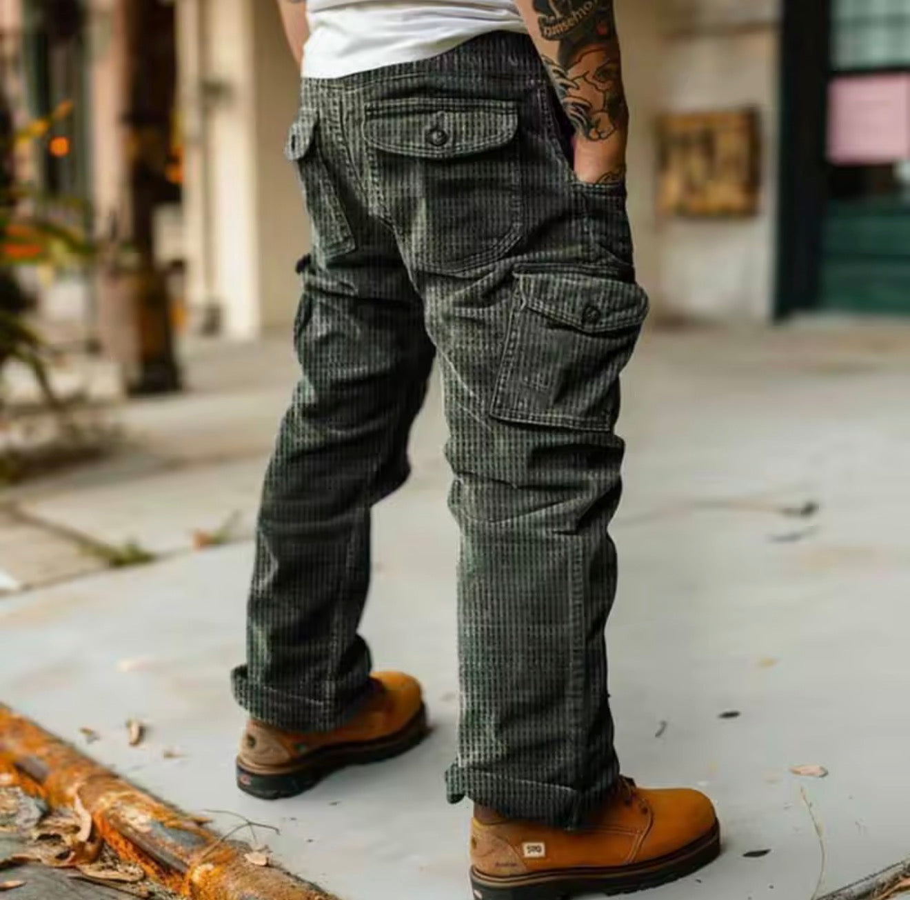 Spring Summer Stylish Straight Cargo Pants Men Casual Texture Corduroy Trousers For Men Daily Leisure Loose Pant Streetwear