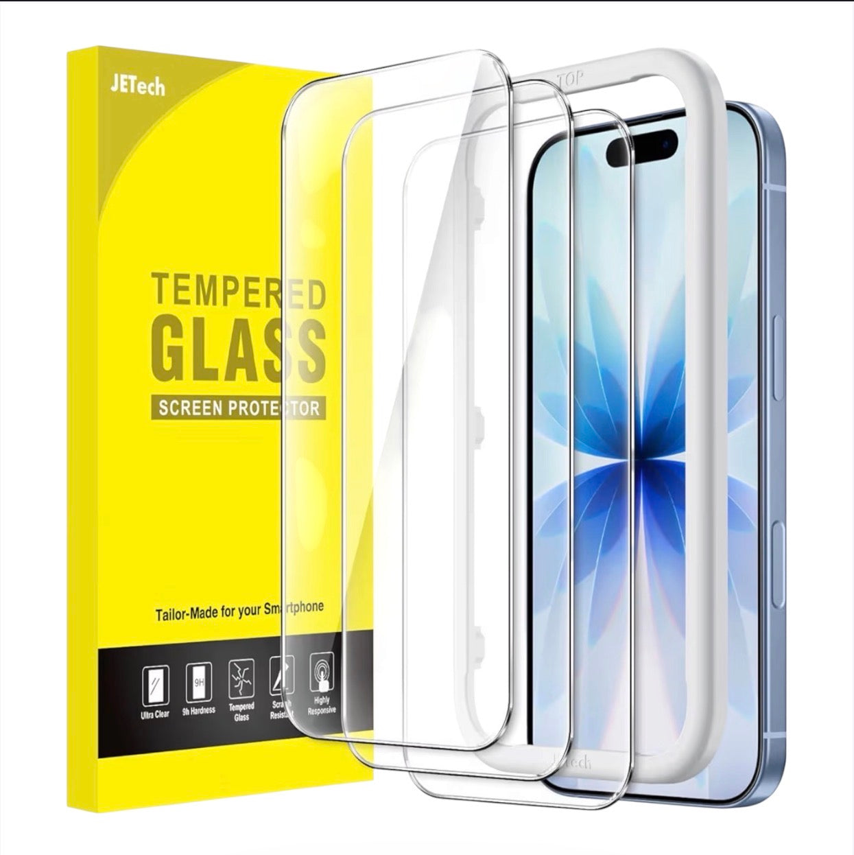 JETech iPhone 17 Screen Protector 3 Pack 9H Tempered Glass