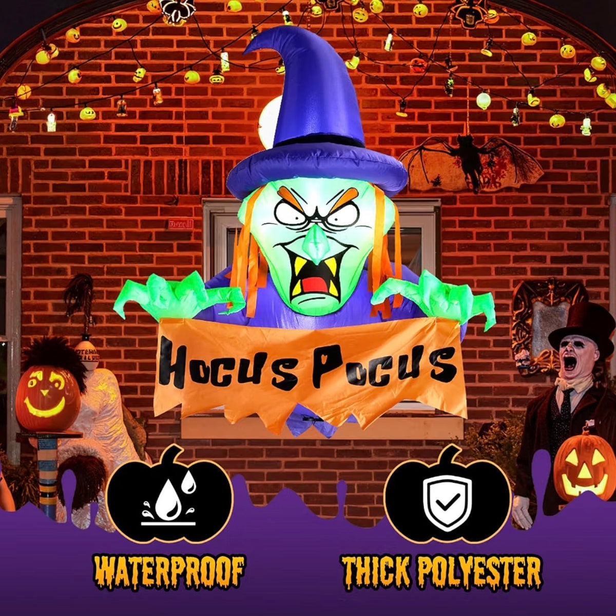 Warmiehomy 3FT Halloween Inflatable Scary Witch Window Decoration